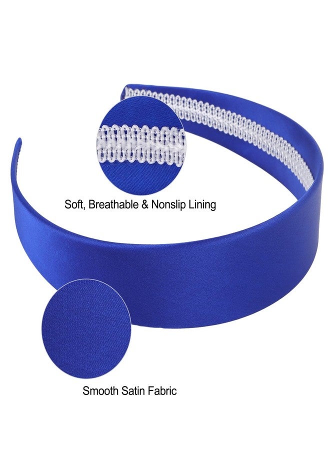 Wecoe Royal Blue Headband 1.6 Inch Wide Silk Satin Headband Women Non Slip Fashion Plain Head Band Solid Hair Band DIY Holiday Hair Accessories for Women Girls Diademas Para Mujer Gifts - Image 5